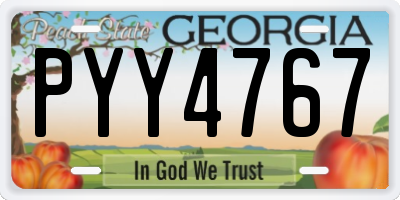 GA license plate PYY4767