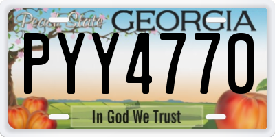 GA license plate PYY4770