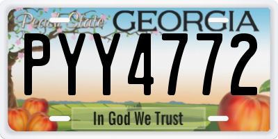 GA license plate PYY4772
