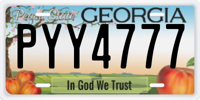 GA license plate PYY4777
