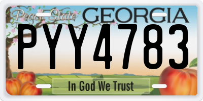 GA license plate PYY4783