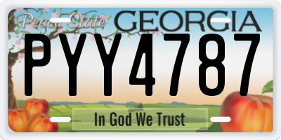 GA license plate PYY4787