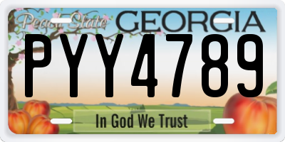 GA license plate PYY4789
