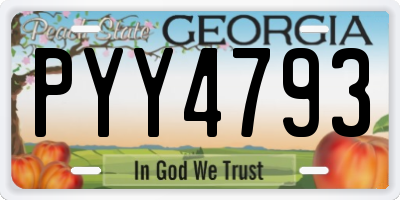 GA license plate PYY4793