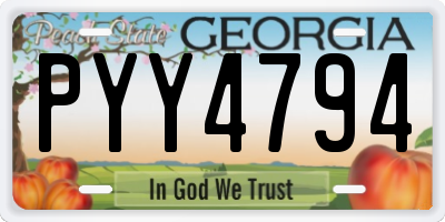 GA license plate PYY4794