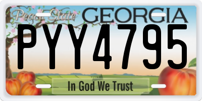 GA license plate PYY4795