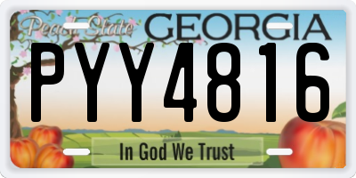 GA license plate PYY4816