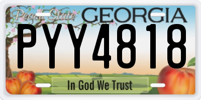 GA license plate PYY4818