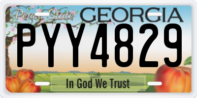 GA license plate PYY4829