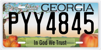 GA license plate PYY4845
