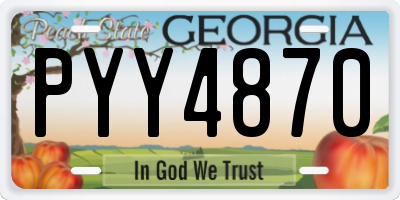 GA license plate PYY4870