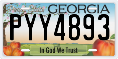 GA license plate PYY4893