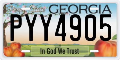 GA license plate PYY4905