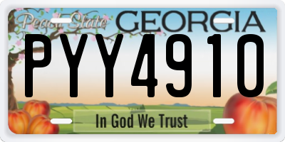 GA license plate PYY4910
