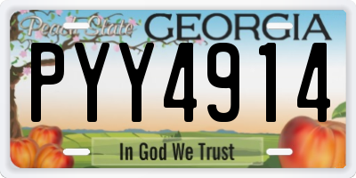 GA license plate PYY4914