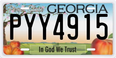 GA license plate PYY4915
