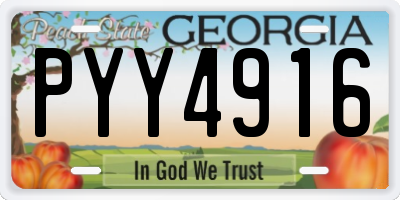 GA license plate PYY4916