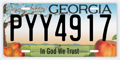 GA license plate PYY4917
