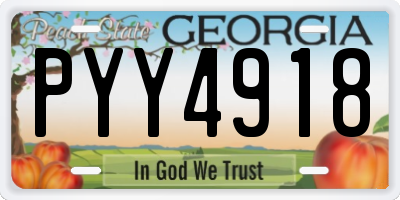 GA license plate PYY4918