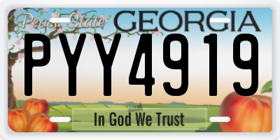 GA license plate PYY4919