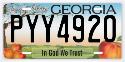 GA license plate PYY4920