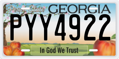 GA license plate PYY4922