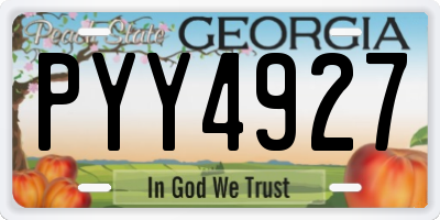 GA license plate PYY4927