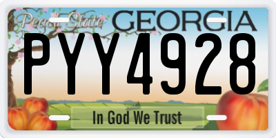 GA license plate PYY4928