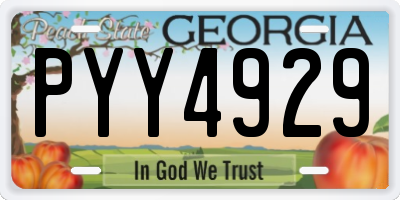 GA license plate PYY4929
