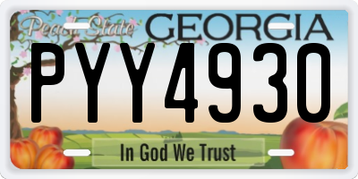GA license plate PYY4930