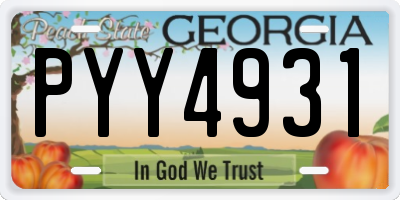 GA license plate PYY4931