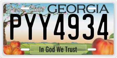 GA license plate PYY4934