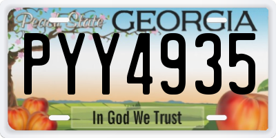 GA license plate PYY4935