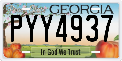 GA license plate PYY4937