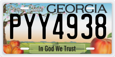 GA license plate PYY4938