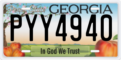 GA license plate PYY4940
