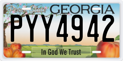 GA license plate PYY4942