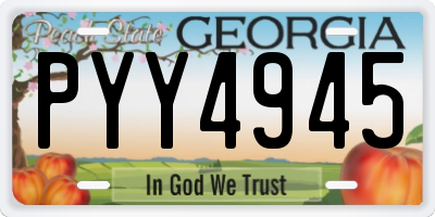 GA license plate PYY4945