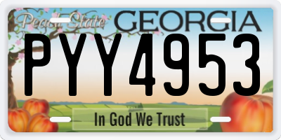 GA license plate PYY4953