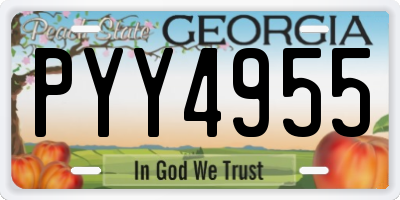 GA license plate PYY4955