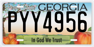 GA license plate PYY4956