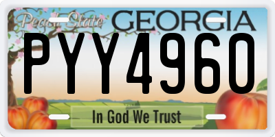 GA license plate PYY4960