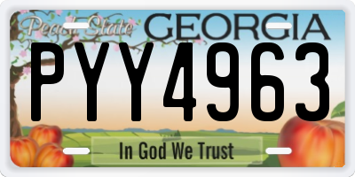 GA license plate PYY4963