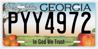 GA license plate PYY4972