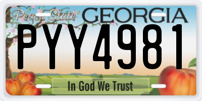 GA license plate PYY4981