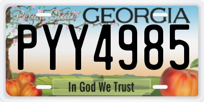 GA license plate PYY4985