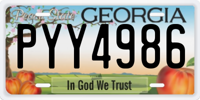 GA license plate PYY4986