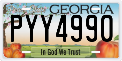 GA license plate PYY4990