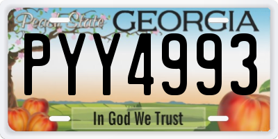 GA license plate PYY4993