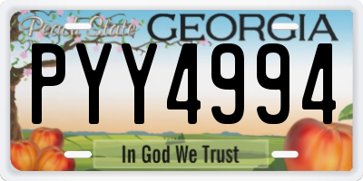 GA license plate PYY4994